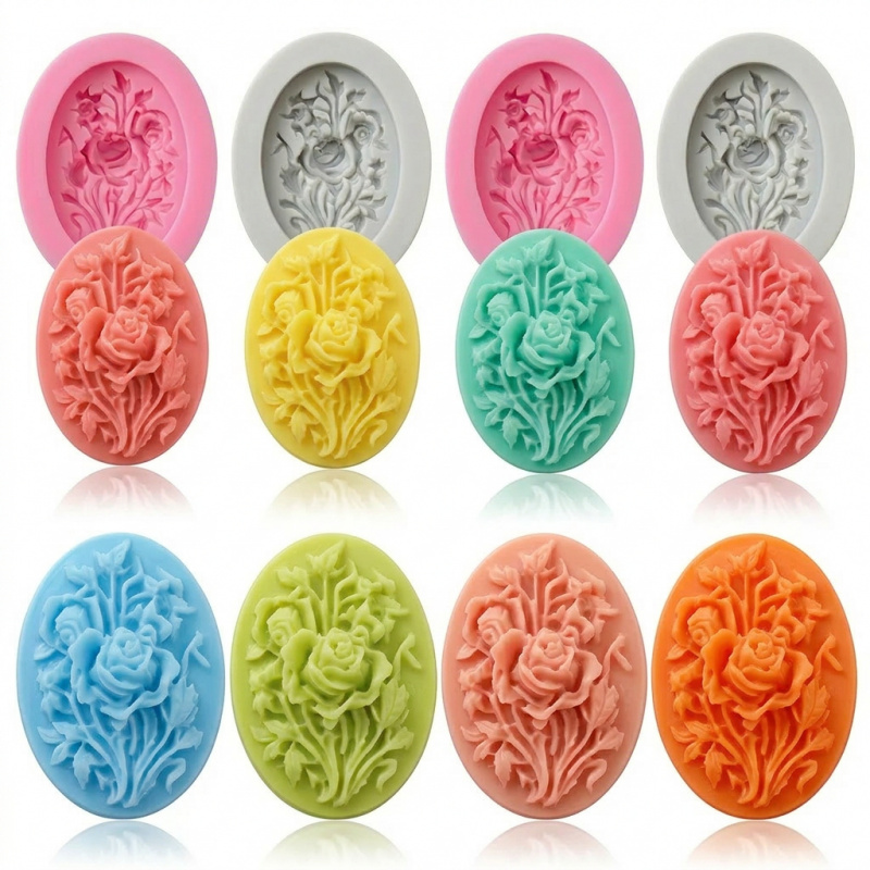 Soap Making Vendors - 4개의 꽃 모양 실리콘 몰드, 쉽게